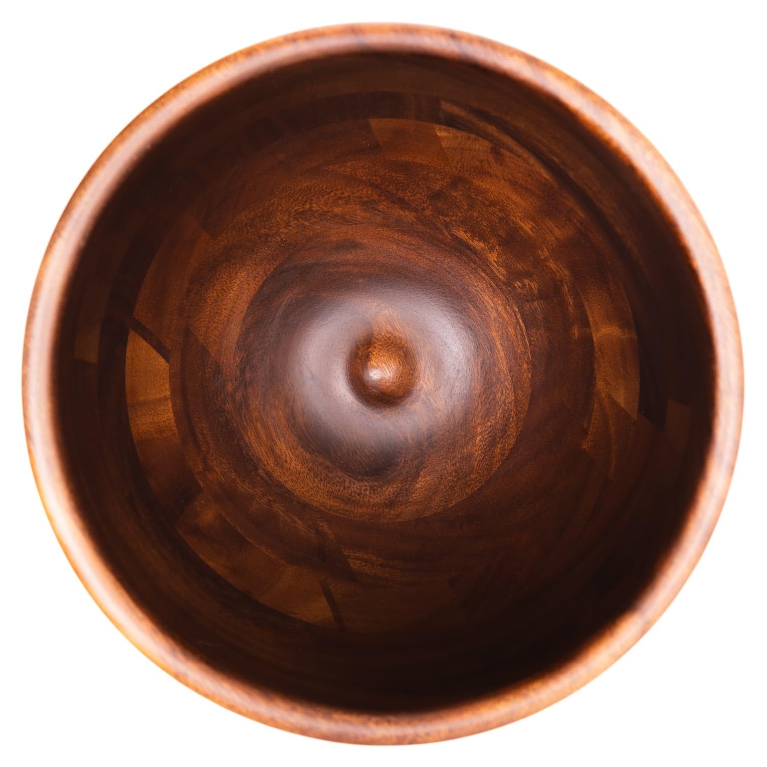 Biscuitique walnut bowl next to measuring cup showing 5‑quart capacity and practical scale