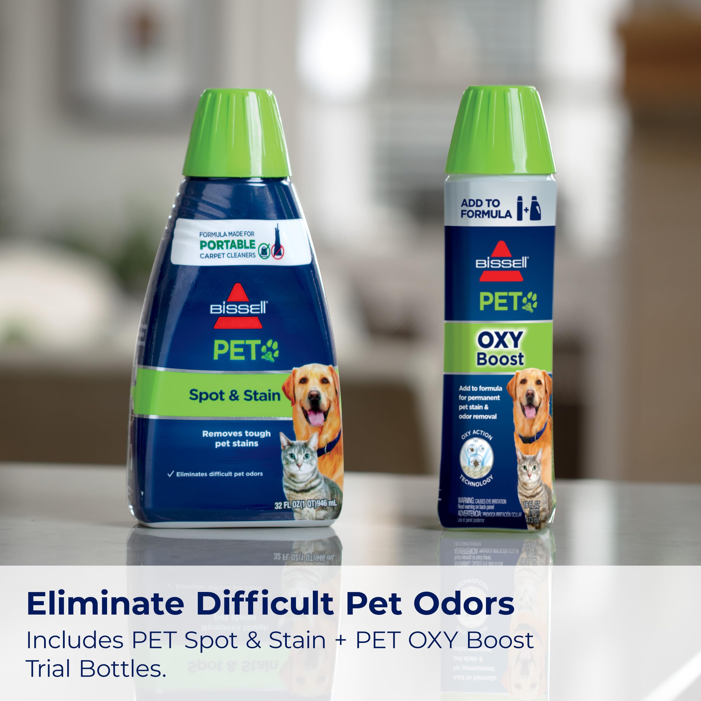 BISSELL Little Green Pet Deluxe cleaning on a sofa to remove pet stains and lift soils