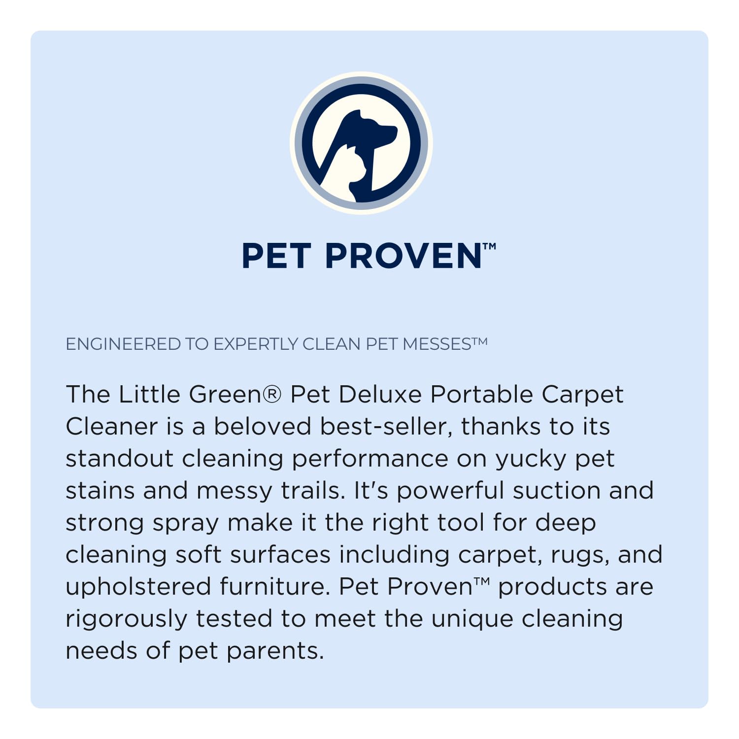 BISSELL Little Green Pet Deluxe top controls and handle for easy carrying and ergonomic use