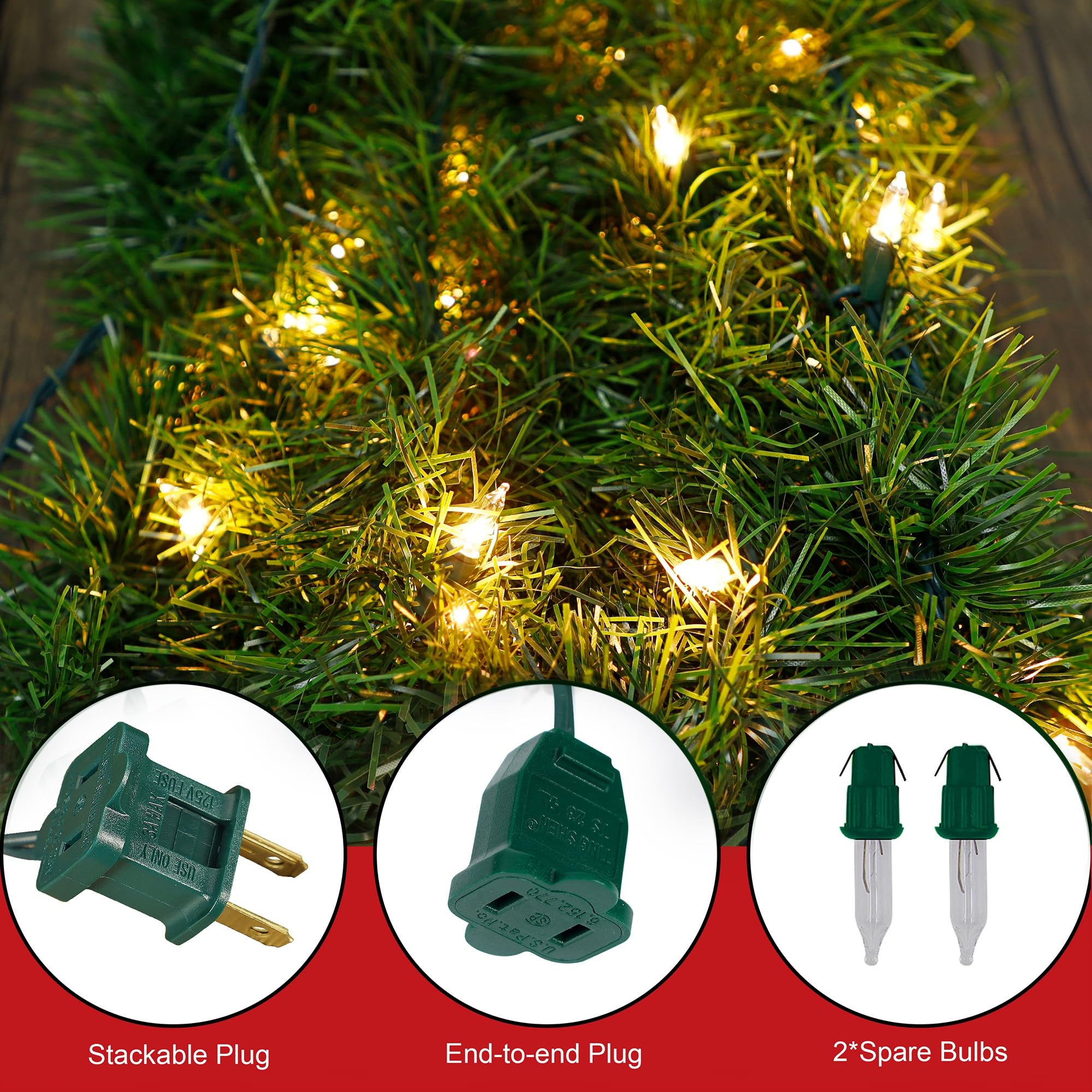 Biswing garland shown with ruler for scale to illustrate full 15ft length