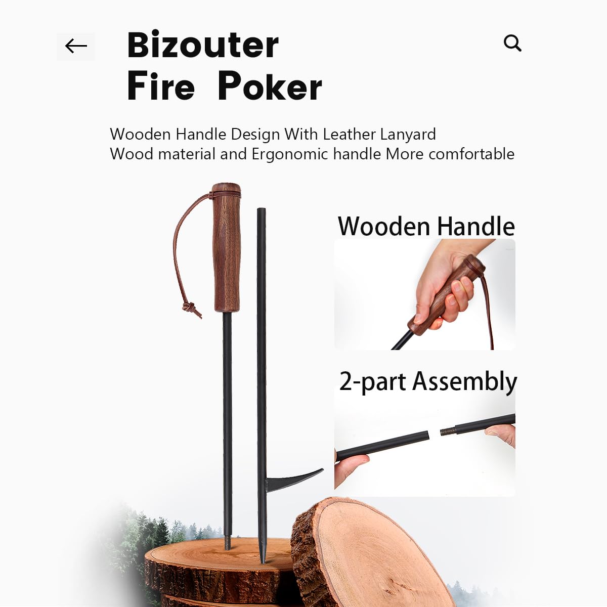 BIZOUTER leather lanyard and pouch detail showing convenient hanging and storage benefit