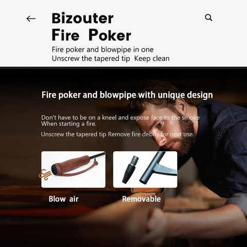 BIZOUTER pointed hook tip close-up showing precise coal raking benefit