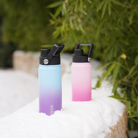 BJPKPK bottles on a trail pack demonstrating outdoor-ready temperature retention