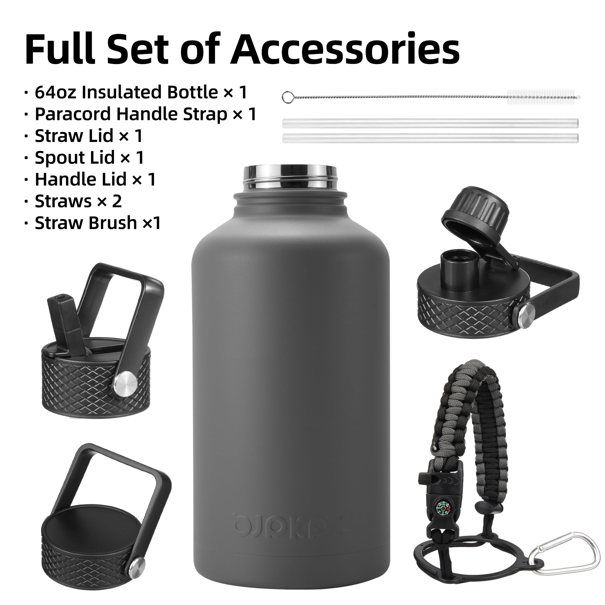BJPKPK paracord handle with carabiner and whistle, hands-free carry benefit
