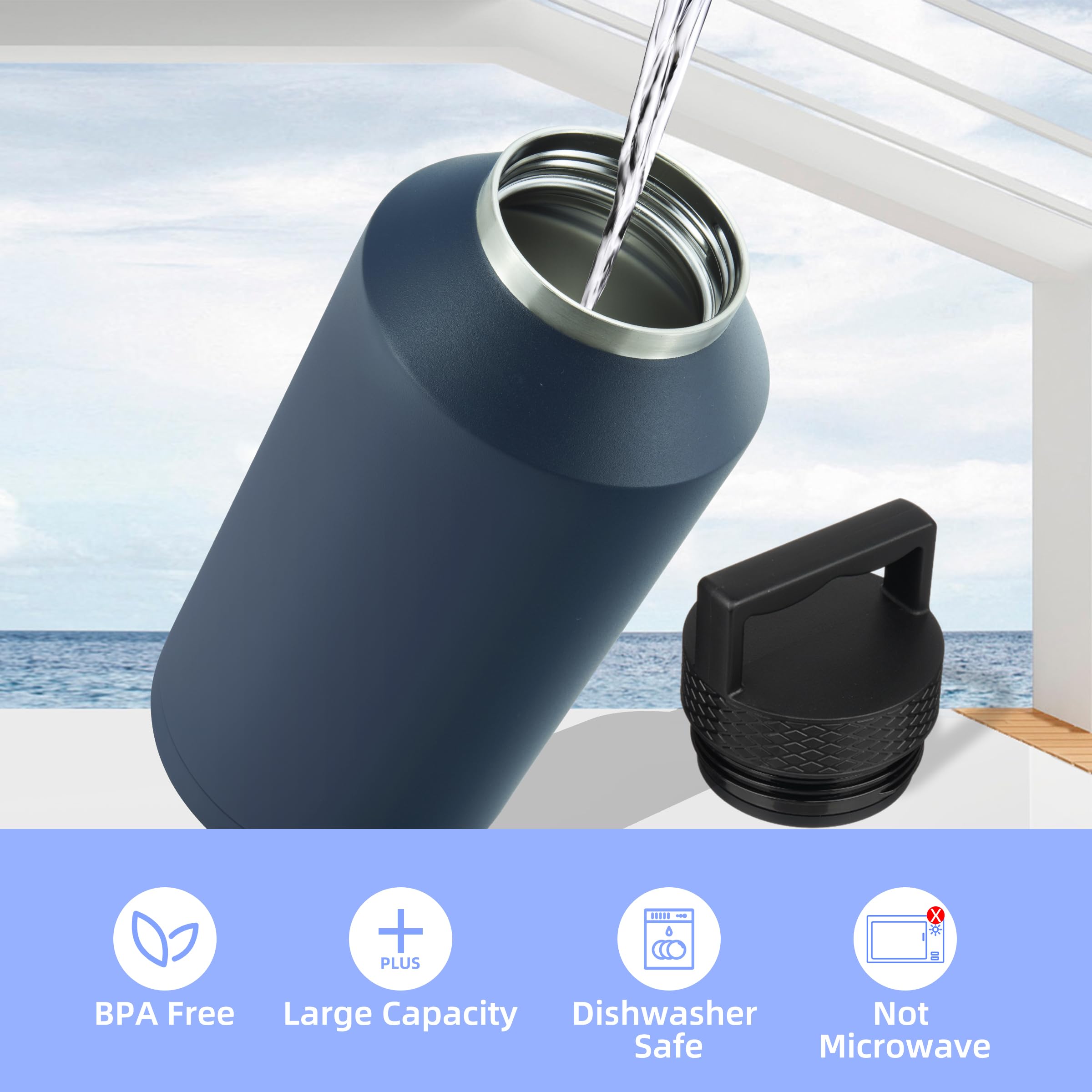 BJPKPK size comparison with hand illustrating 64oz capacity benefit