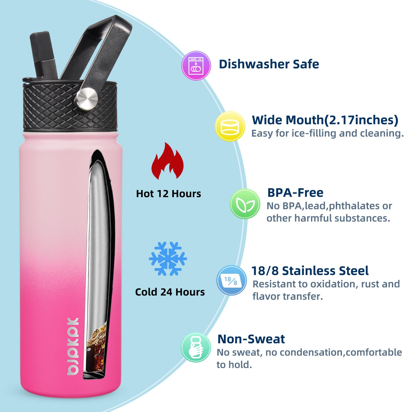BJPKPK wide-mouth opening top view making ice filling and cleaning easier