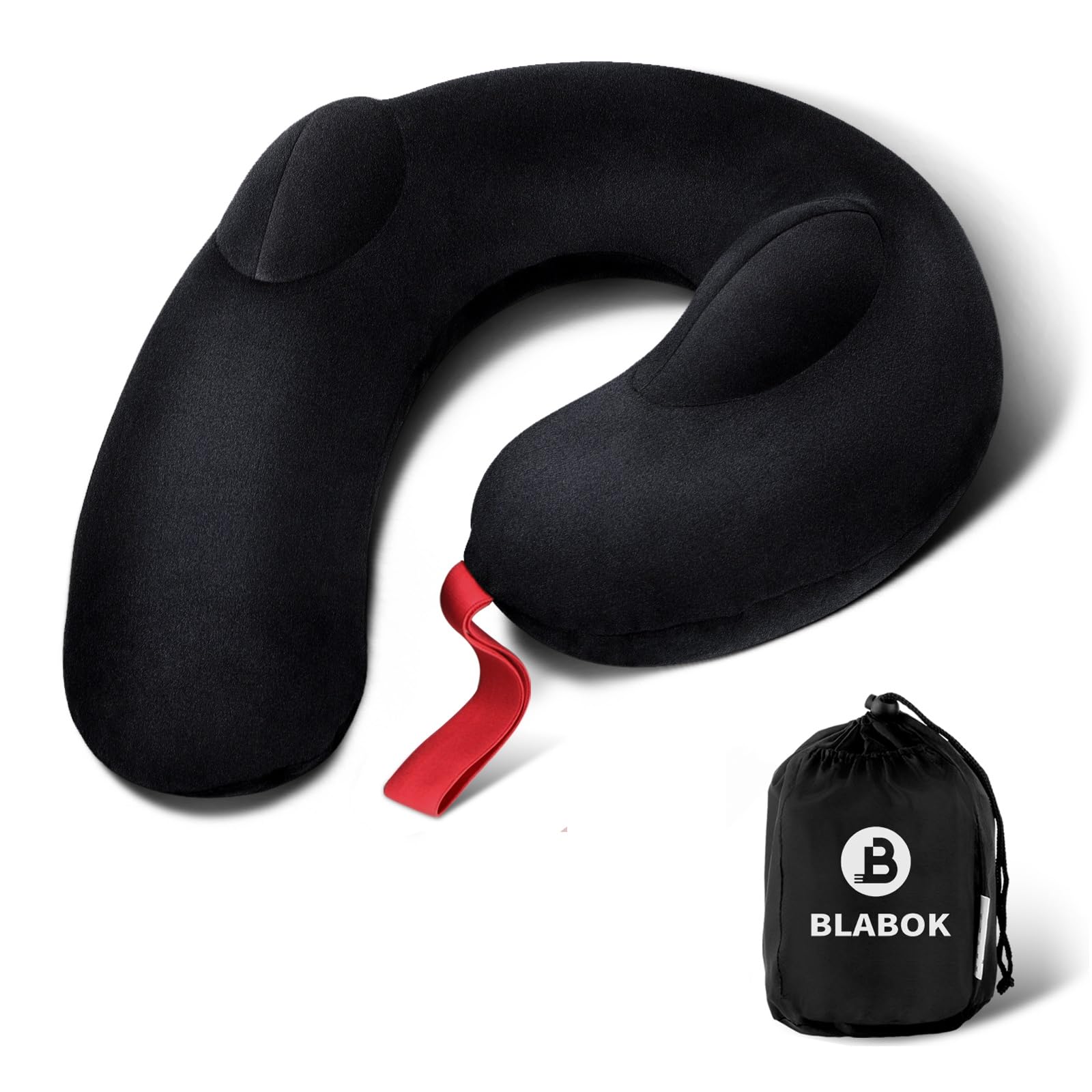 BLABOK front view travel pillow showing shape and features for supported sleep