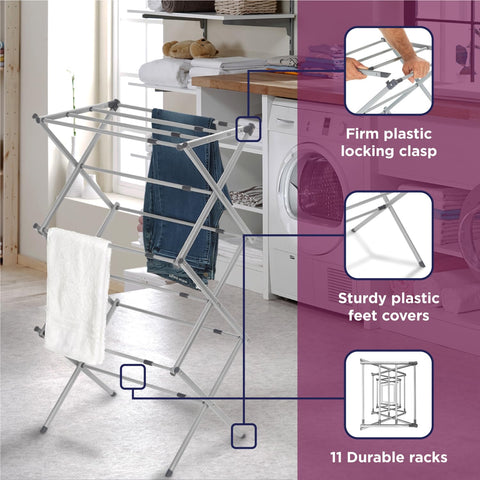 BLACK+DECKER rack in living room with shirts drying showing indoor convenience benefit