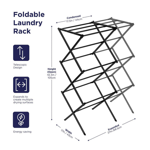 BLACK+DECKER fully expanded rack offering maximum drying capacity