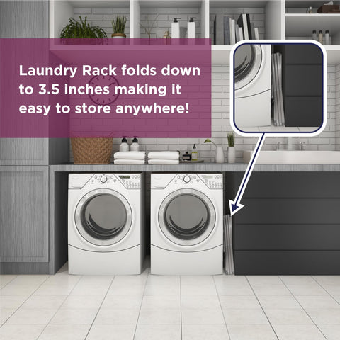 BLACK+DECKER folded flat beside washer shows easy storage benefit