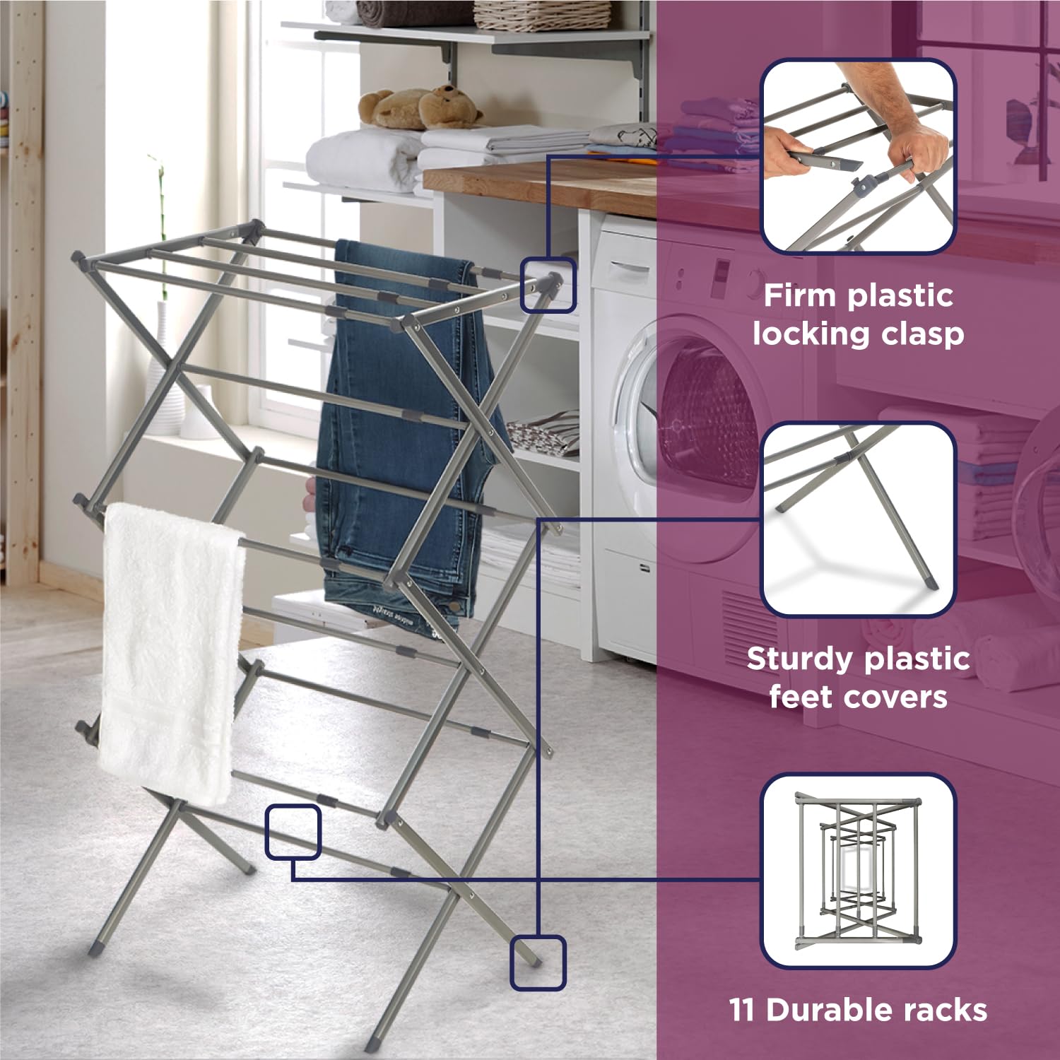 BLACK+DECKER partial expansion with clothes displays organized air drying benefit