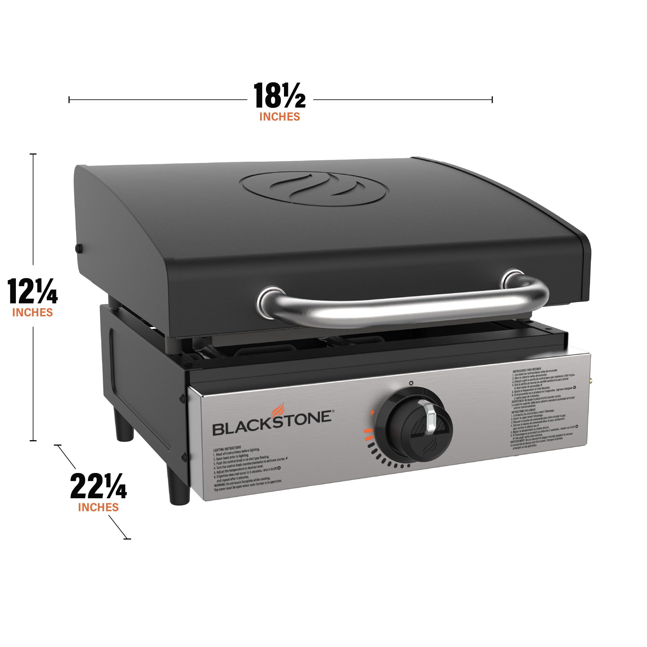 Blackstone detailed shot of removable grease tray catching drippings, easy cleanup