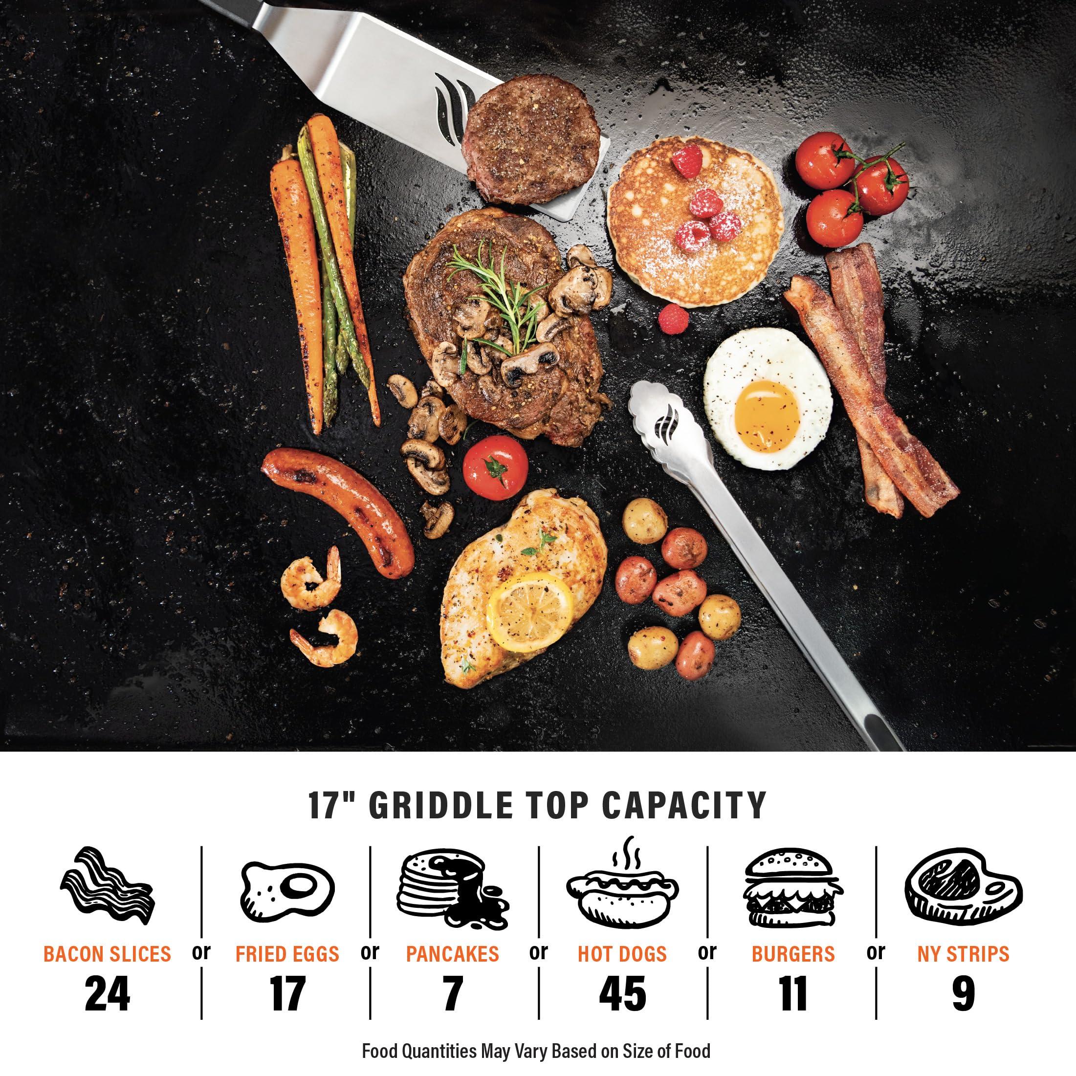 Blackstone griddle on patio serving breakfast for family, convenient compact cooking