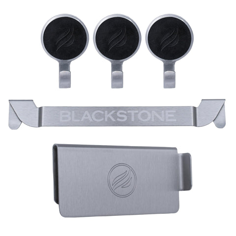 BLACKSTONE front view of grease gate and magnetic hooks showing organized setup and quick access