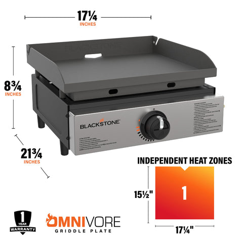 Blackstone side profile showing powder-coated body and non-slip feet for stable cooking
