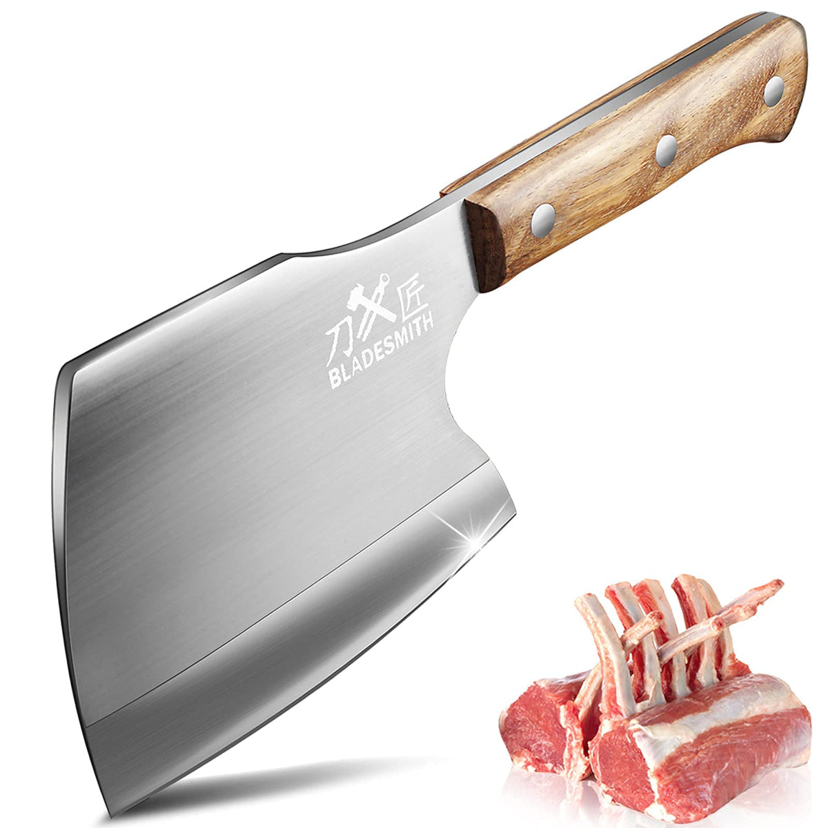 BLADESMITH cleaver front view showing heavy-duty, ready-to-use blade benefit