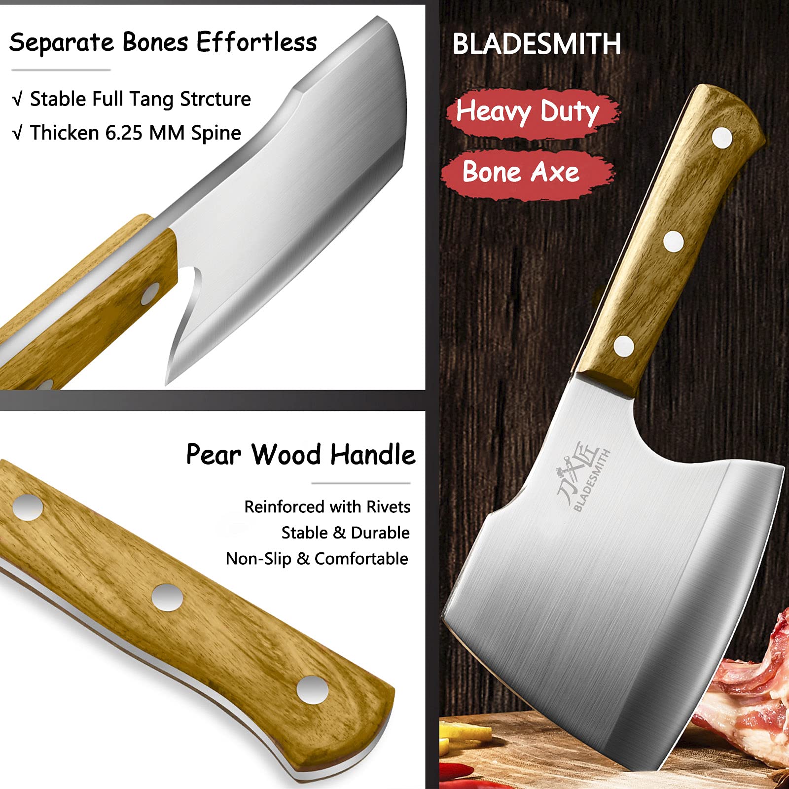 BLADESMITH cleaver chopping bone demonstrating controlled chopping power
