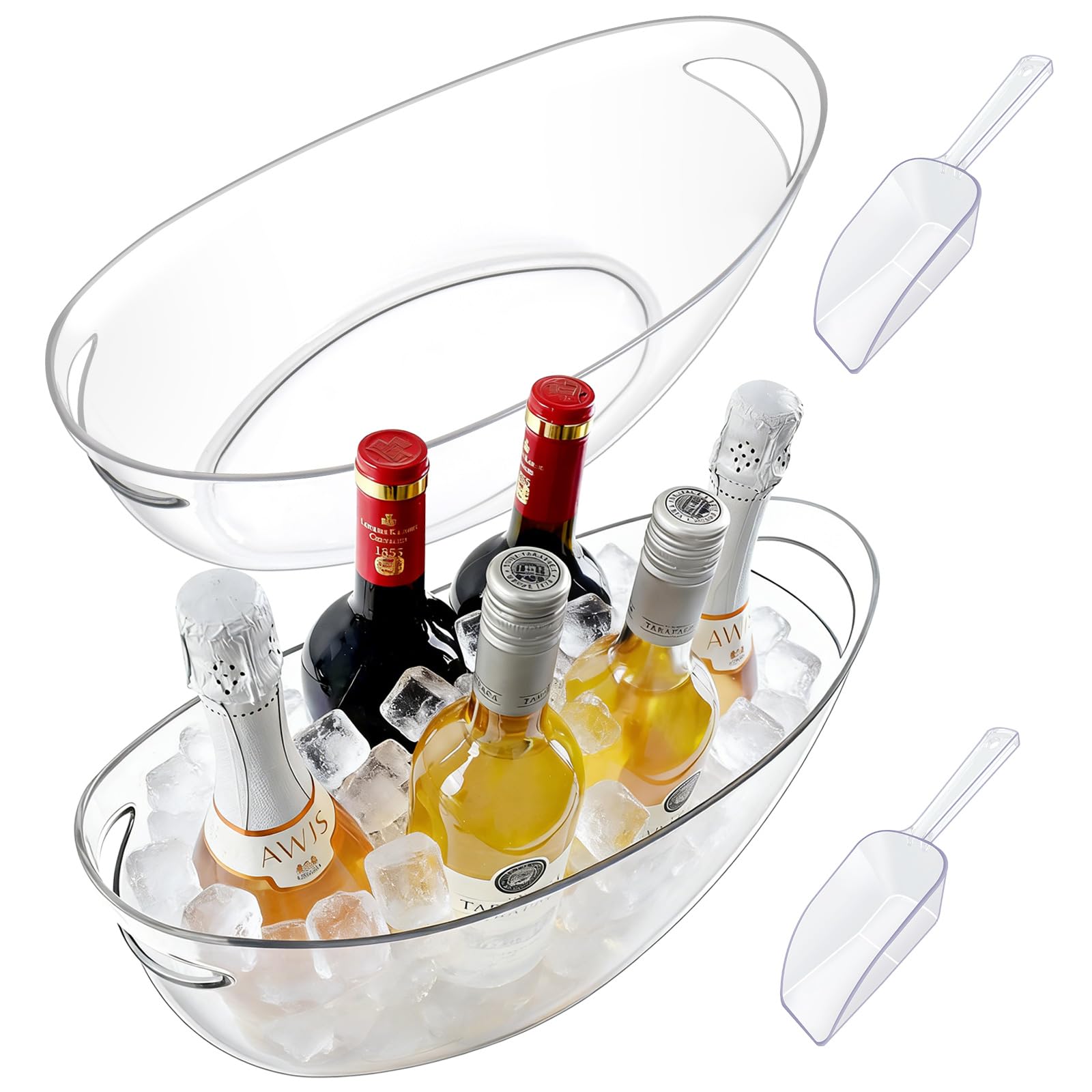 Blaithom front view of two clear ice buckets showing sleek presentation and easy service