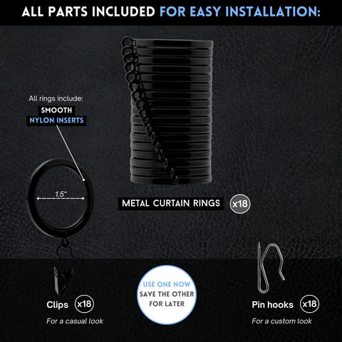 BLASTHOME rings sliding on a curtain rod demonstrating smooth operation and ease of use