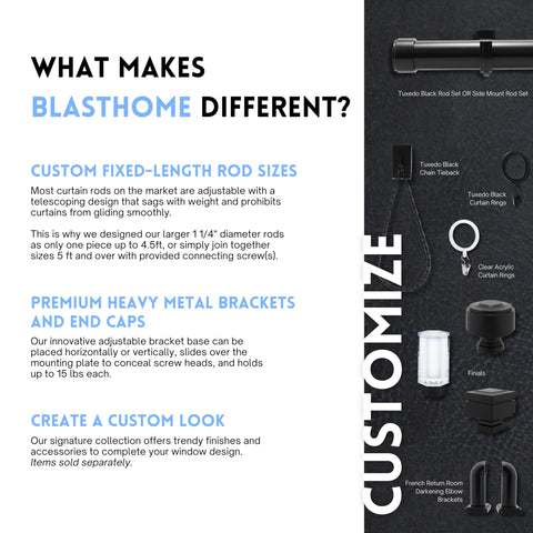BLASTHOME rings next to ruler showing 1½-inch inside diameter for accurate sizing