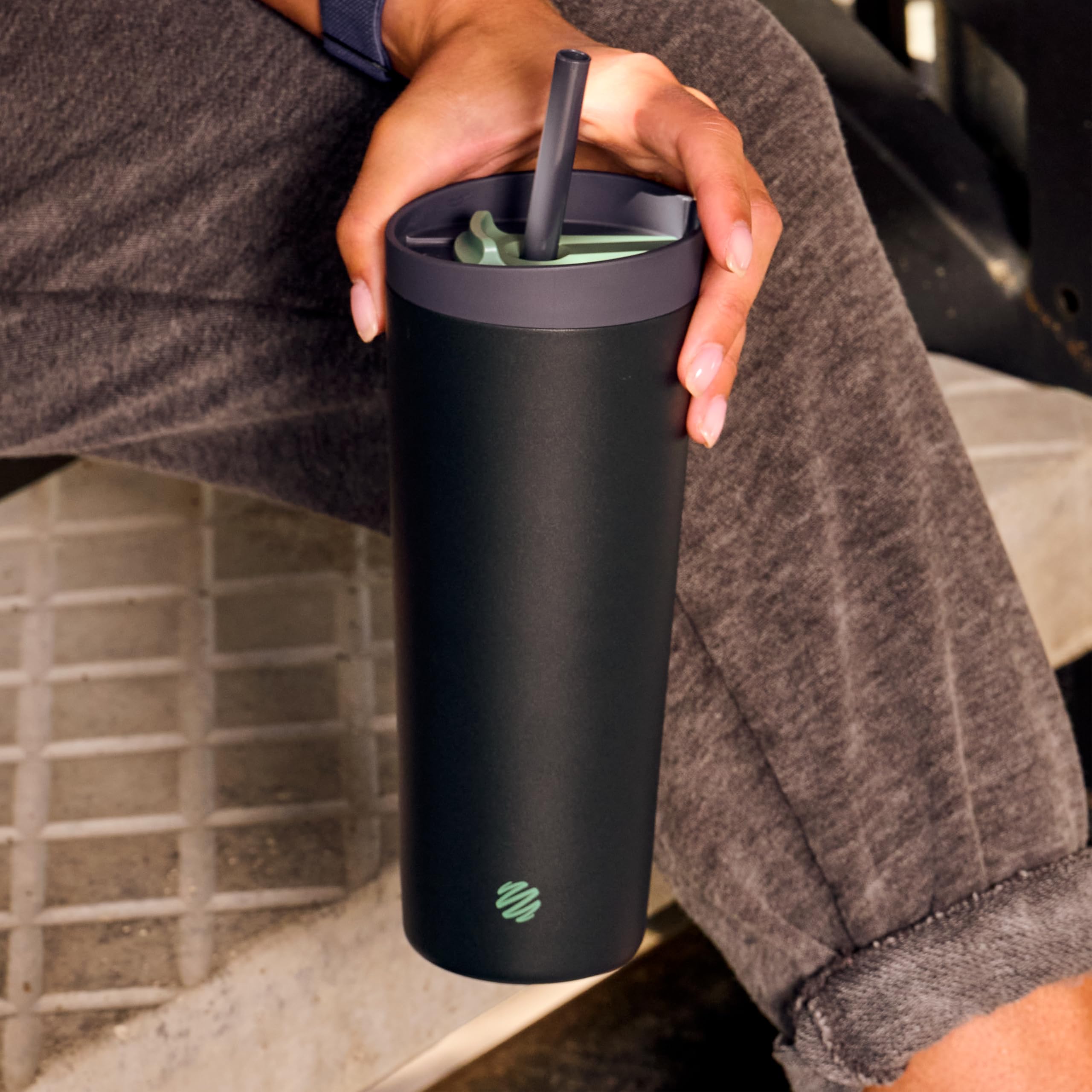 BlenderBottle in gym bag showing portability and cupholder fit benefit