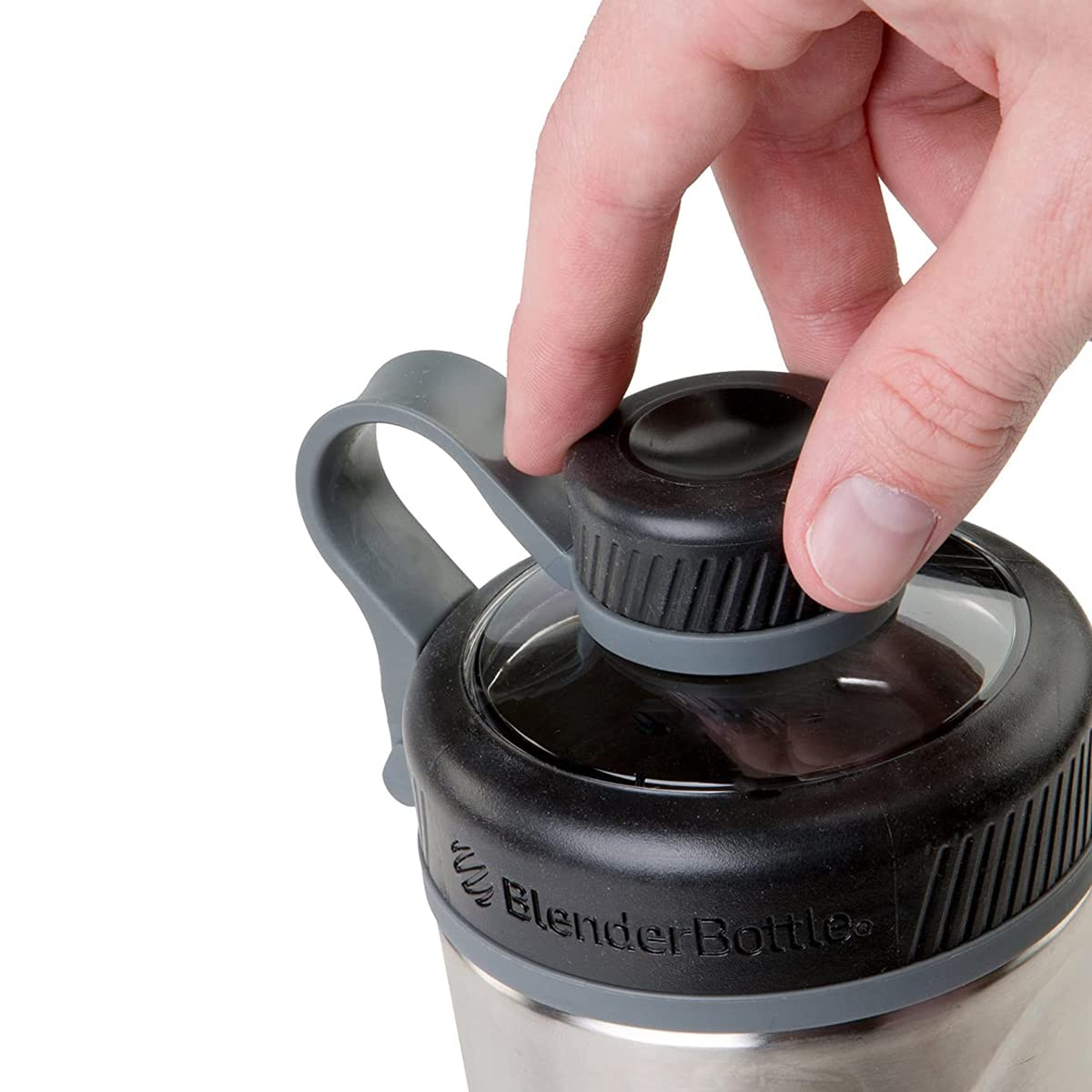 BlenderBottle Radian wide mouth and twist-on cap detail for easy scooping benefit