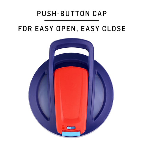 BlenderBottle Spider‑Man closeup of locking flip lid demonstrating secure travel use