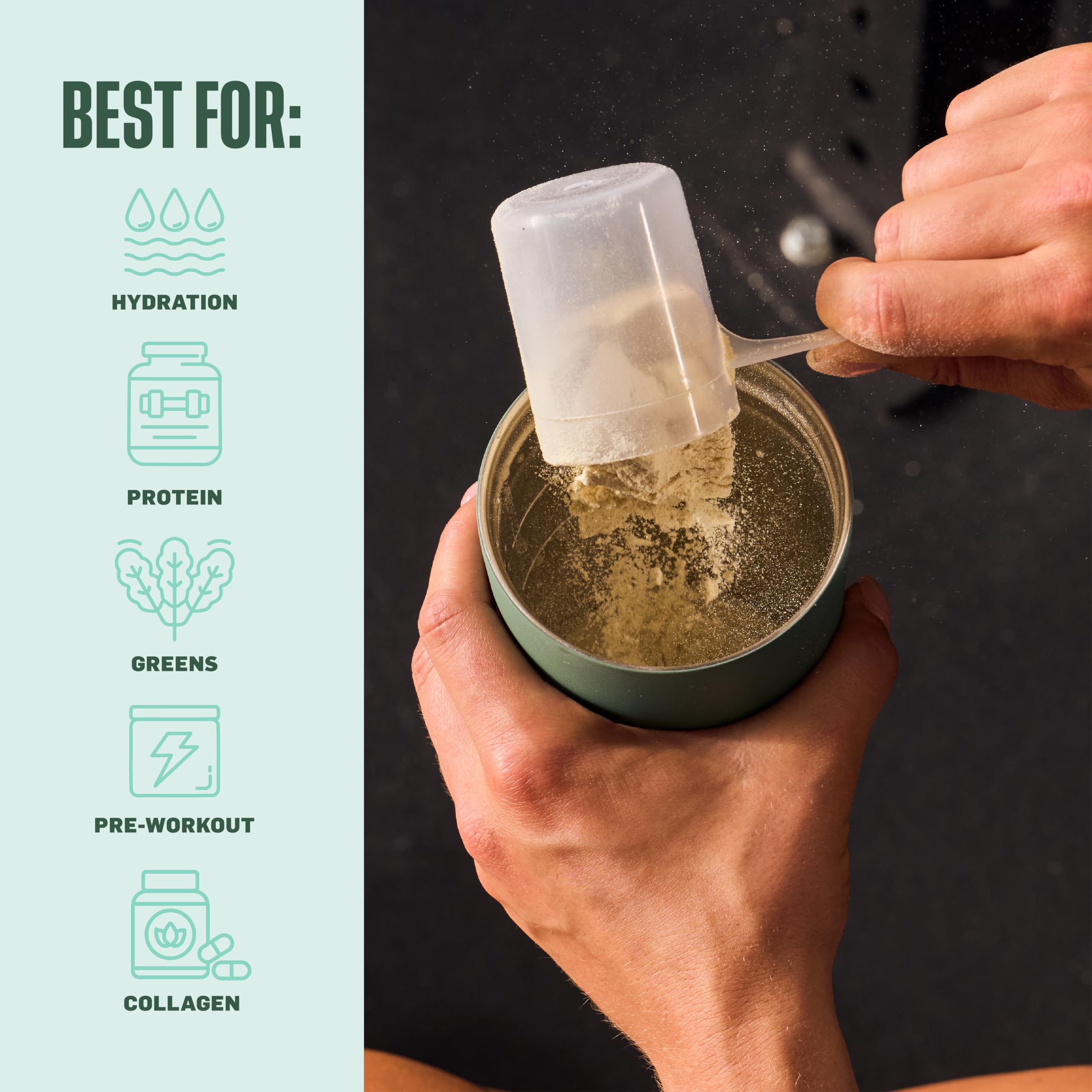 BlenderBottle tumbler held in hand to show 24 oz scale and cupholder-friendly benefit