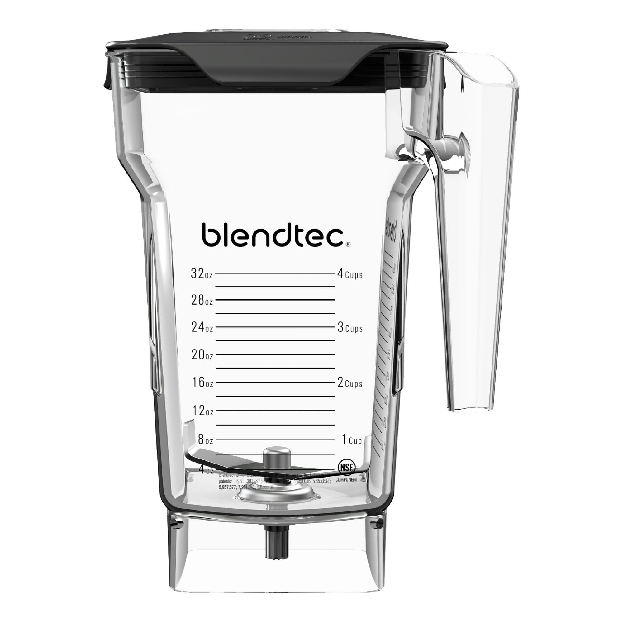 Blendtec FourSide front view showing clear jar and ergonomic shape for easy pouring