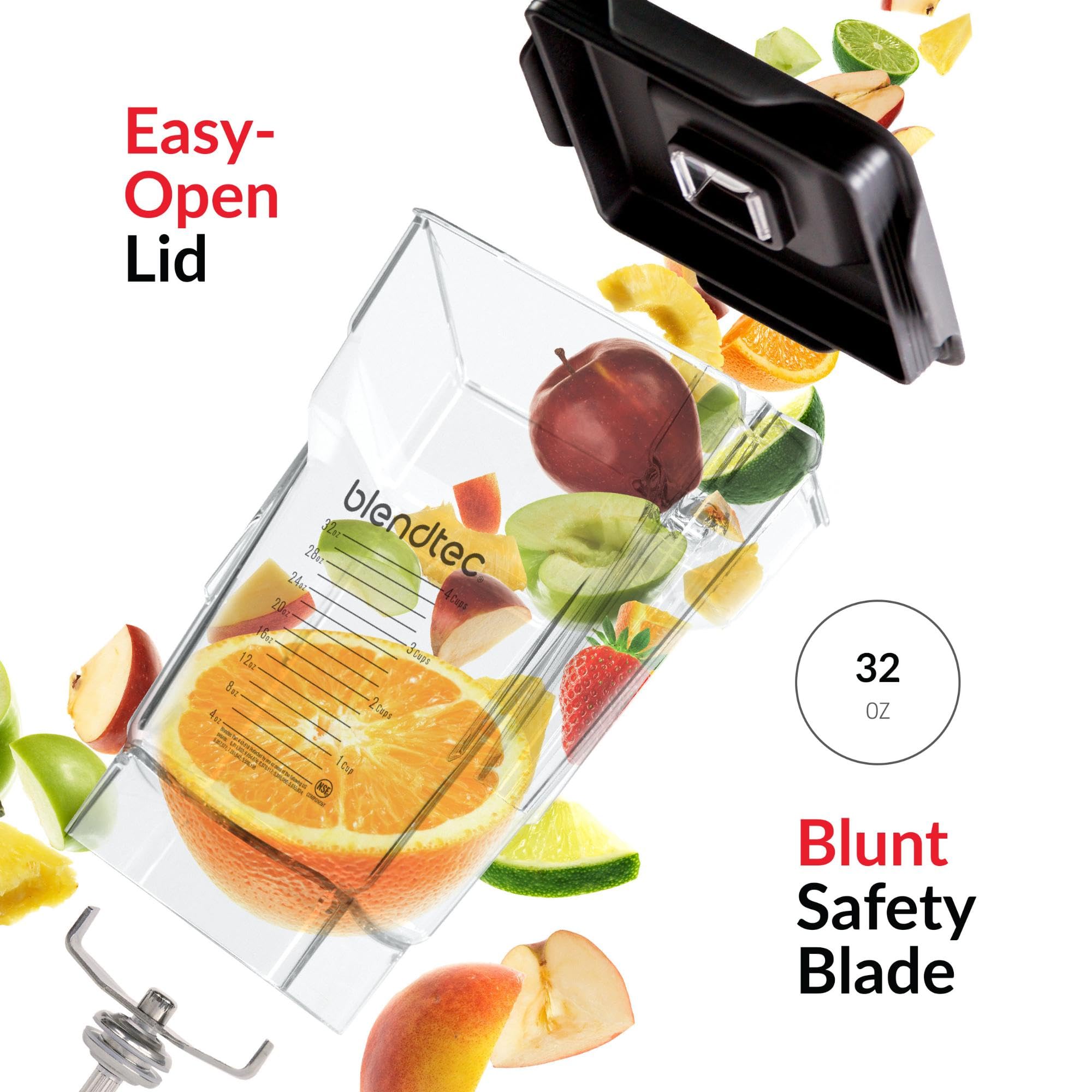 Blendtec clear measurement marks up to 32oz for accurate in-jar portioning benefit