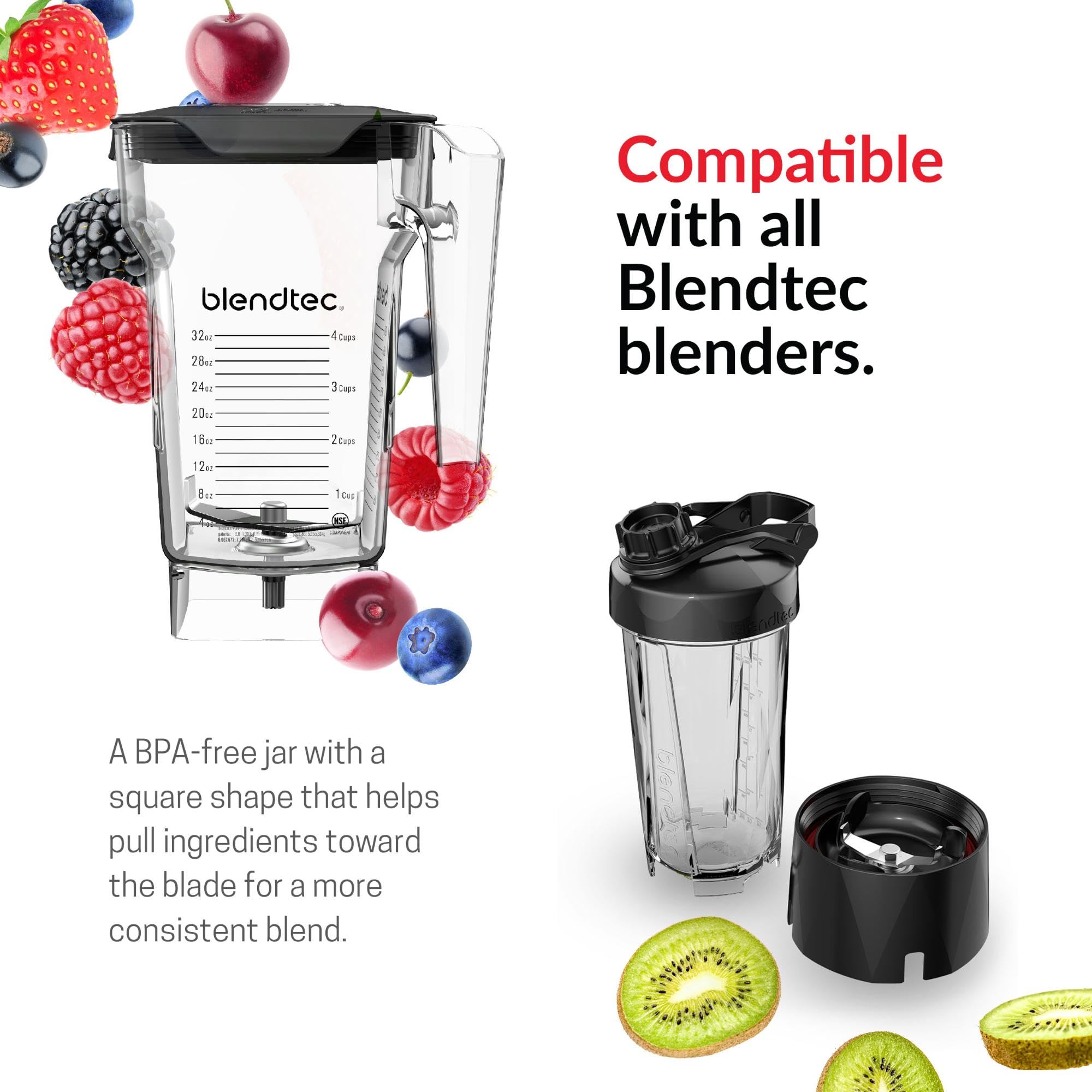 Blendtec vented gripper lid detail showing center insert for adding ingredients safely