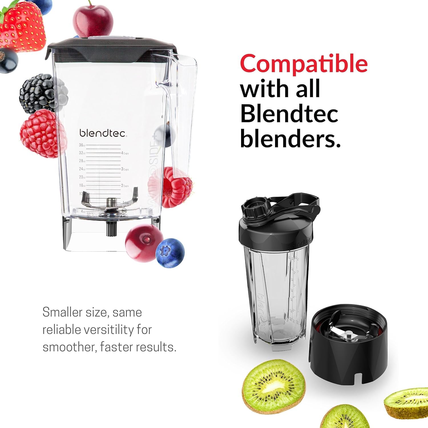Blendtec WildSide+ interior ridges detail showing disrupted vortex for faster smoother blends