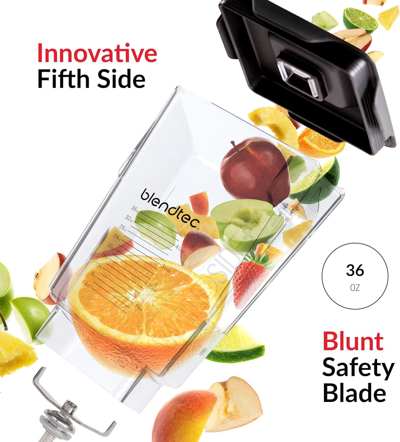 Blendtec WildSide+ pouring smoothie into glass demonstrating easy pour and spill reduction