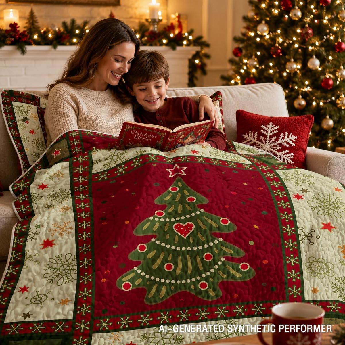 BlessLiving close-up of central Christmas tree motif highlights festive focal point