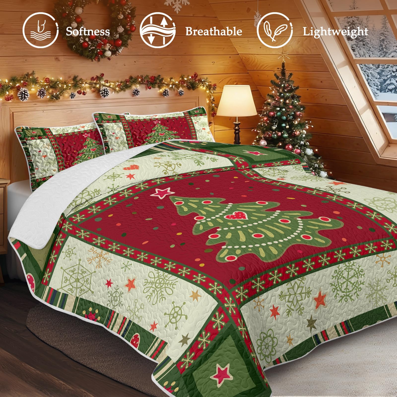 BlessLiving cream panel snowflake and stripe detail enhances seasonal pattern appeal