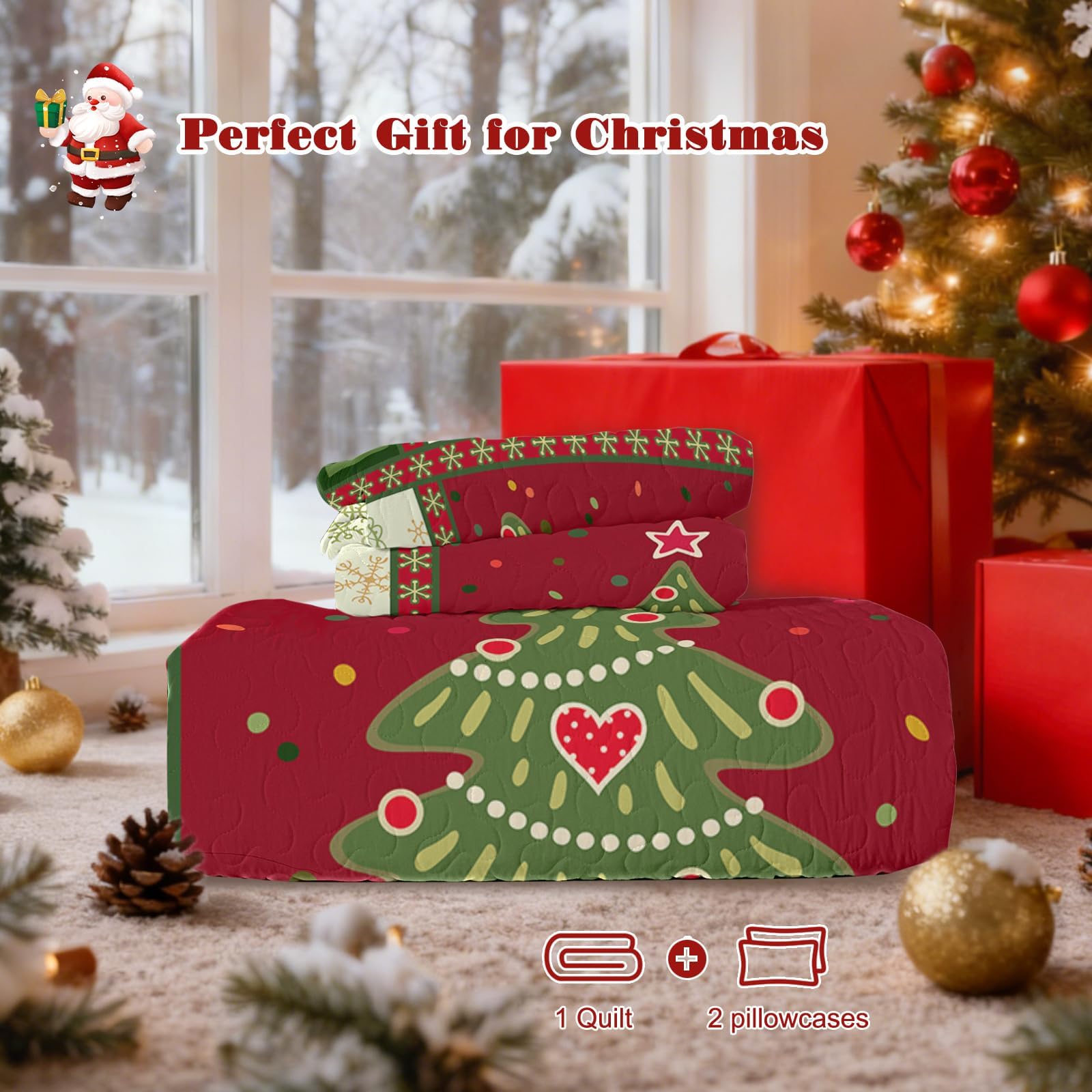 BlessLiving quilt folded and packed for travel—easy to bring holiday decor