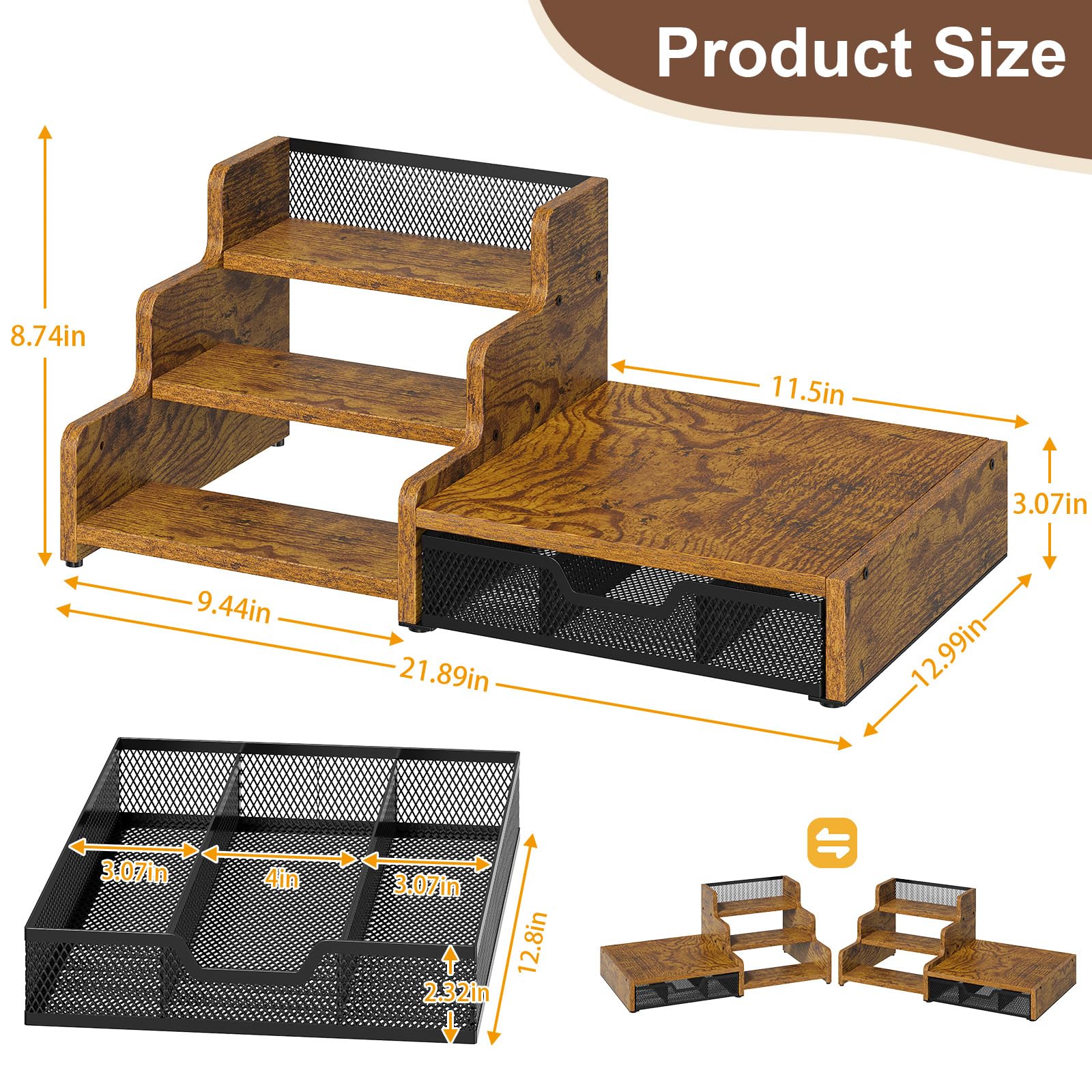 Bliesosfud top shelf with coffee maker demonstrating stable countertop support