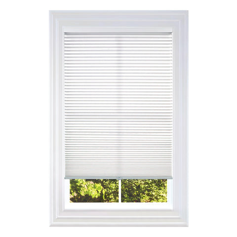 BlindsAvenue front view of white cordless cellular shade showing clean modern look and privacy