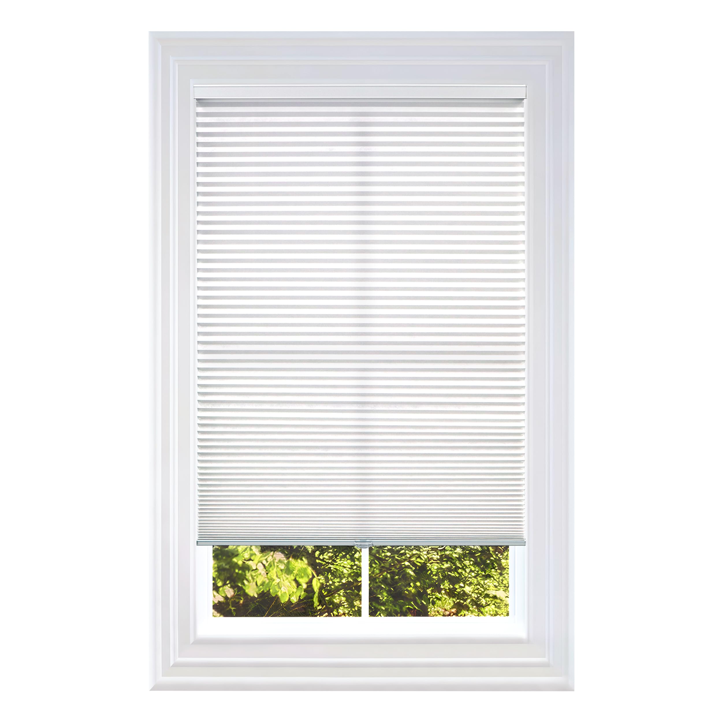 BlindsAvenue front view of white cordless shade showing clean modern look and privacy