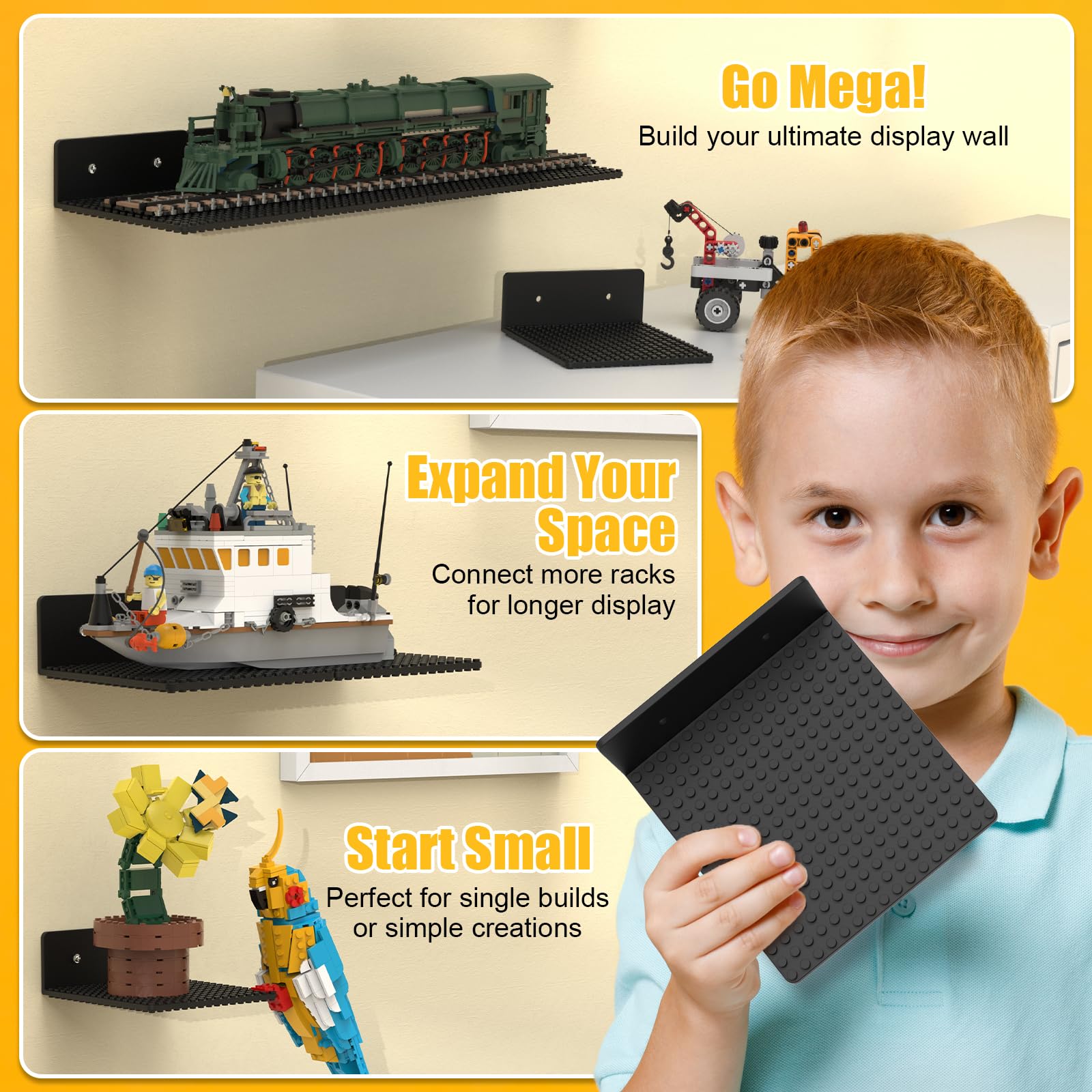 BlissBox shelf supporting a brick model showing stable ABS support benefit