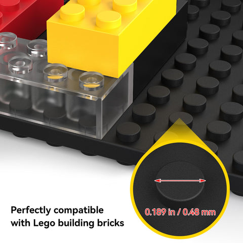 BlissBox close-up of 16x17 stud surface showing secure brick connection benefit