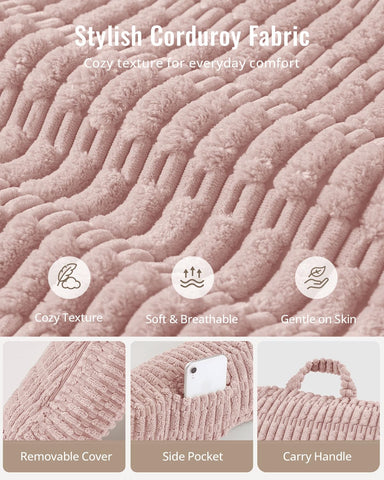 Blissful Diary placed in bed while reading illustrating upright back support and relaxed shoulders