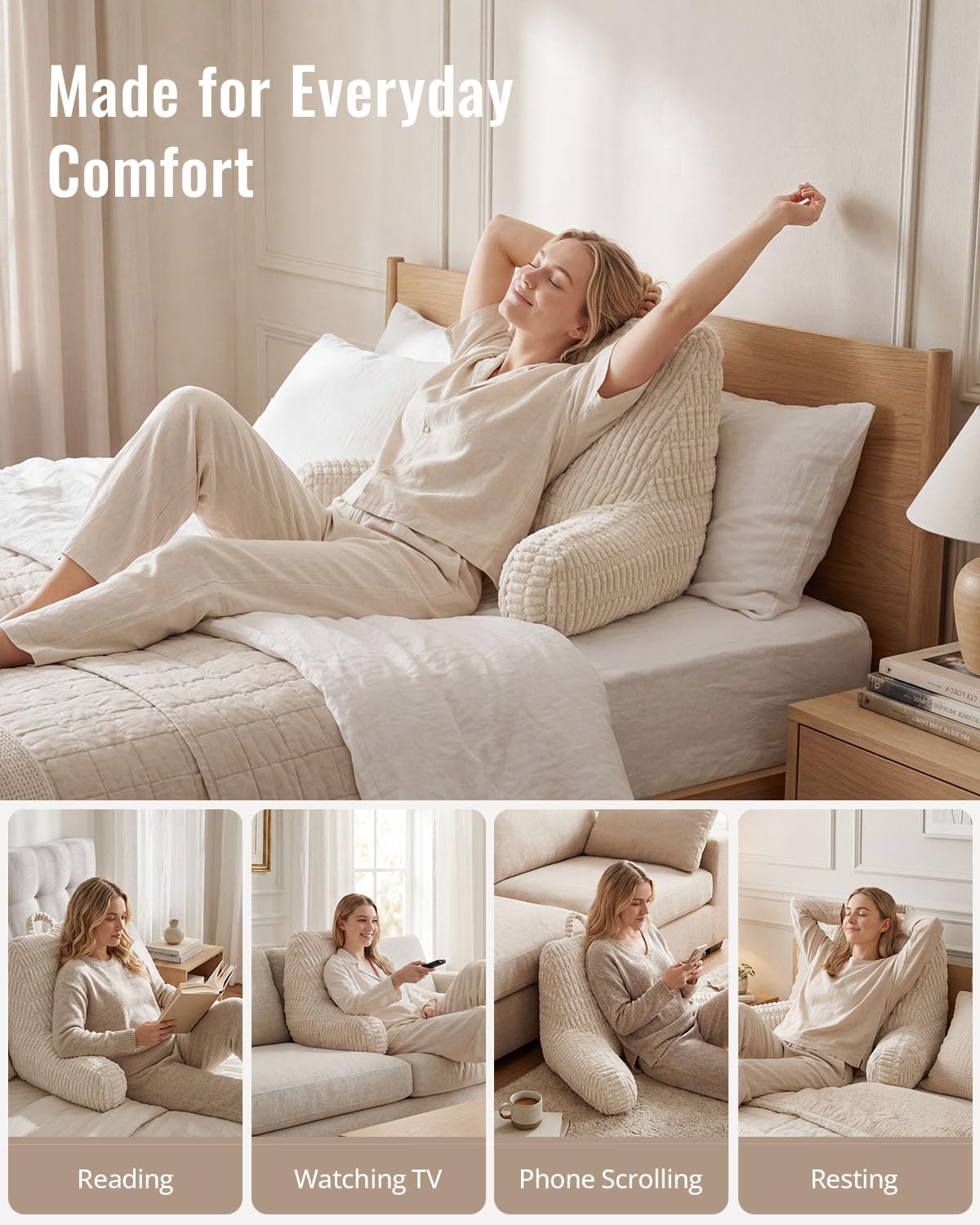 Blissful Diary on couch illustrating support while watching TV or gaming