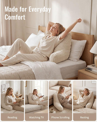 Blissful Diary on couch illustrating support while watching TV or gaming