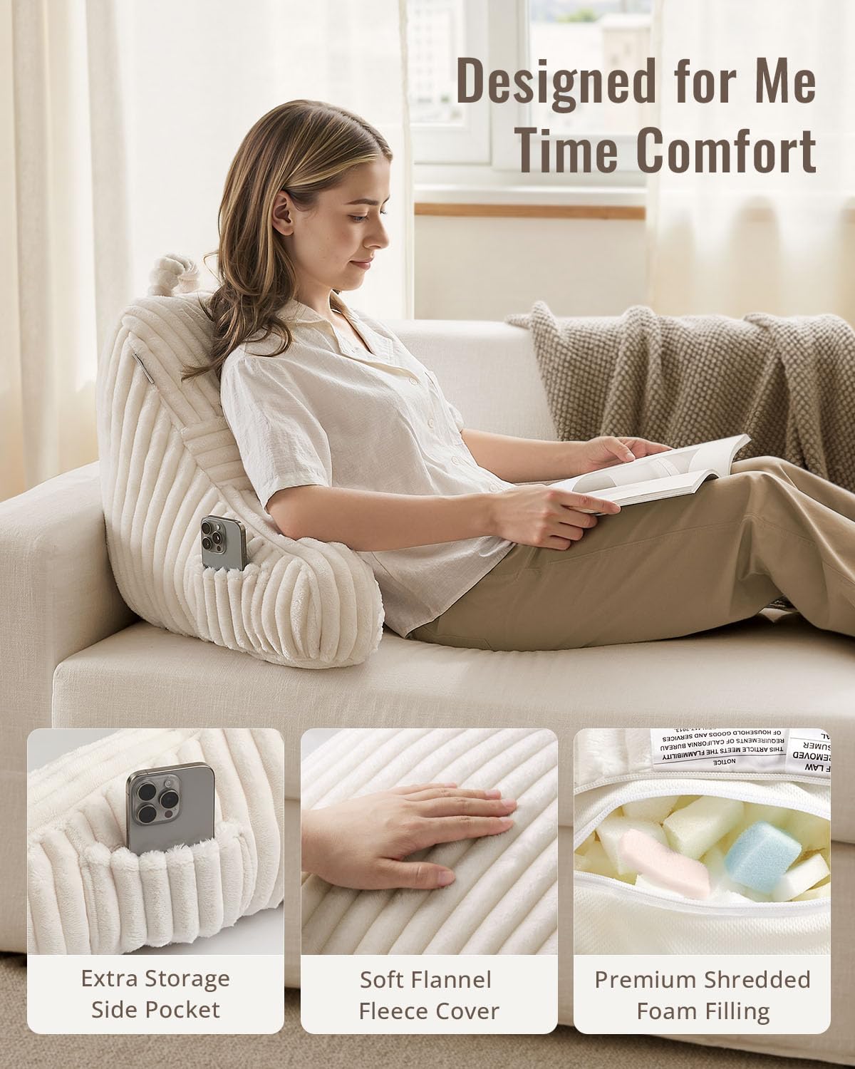 Blissful Diary side profile highlighting 11-inch arms that reduce shoulder strain
