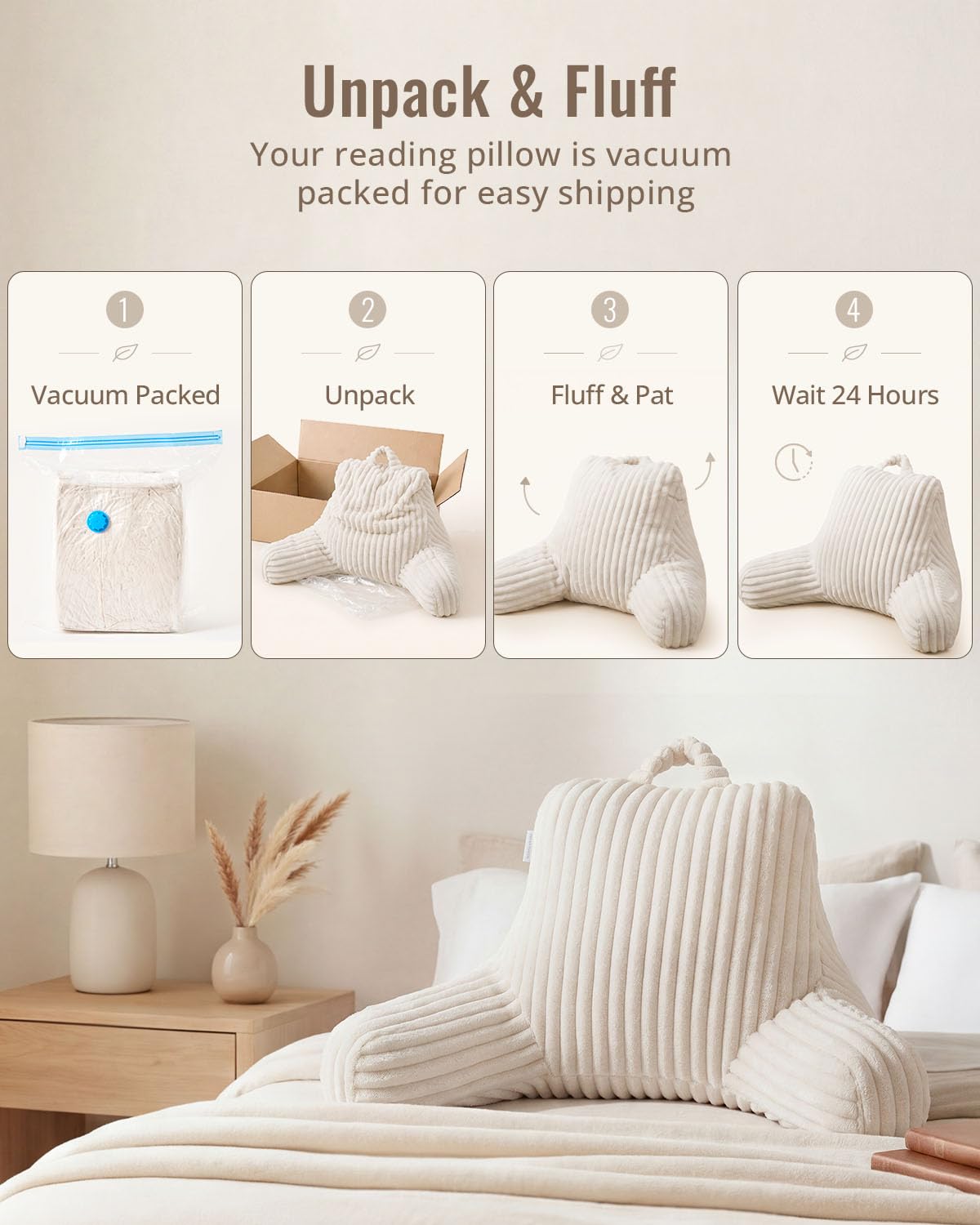 Blissful Diary next to standard pillow to show size and scale for bed use