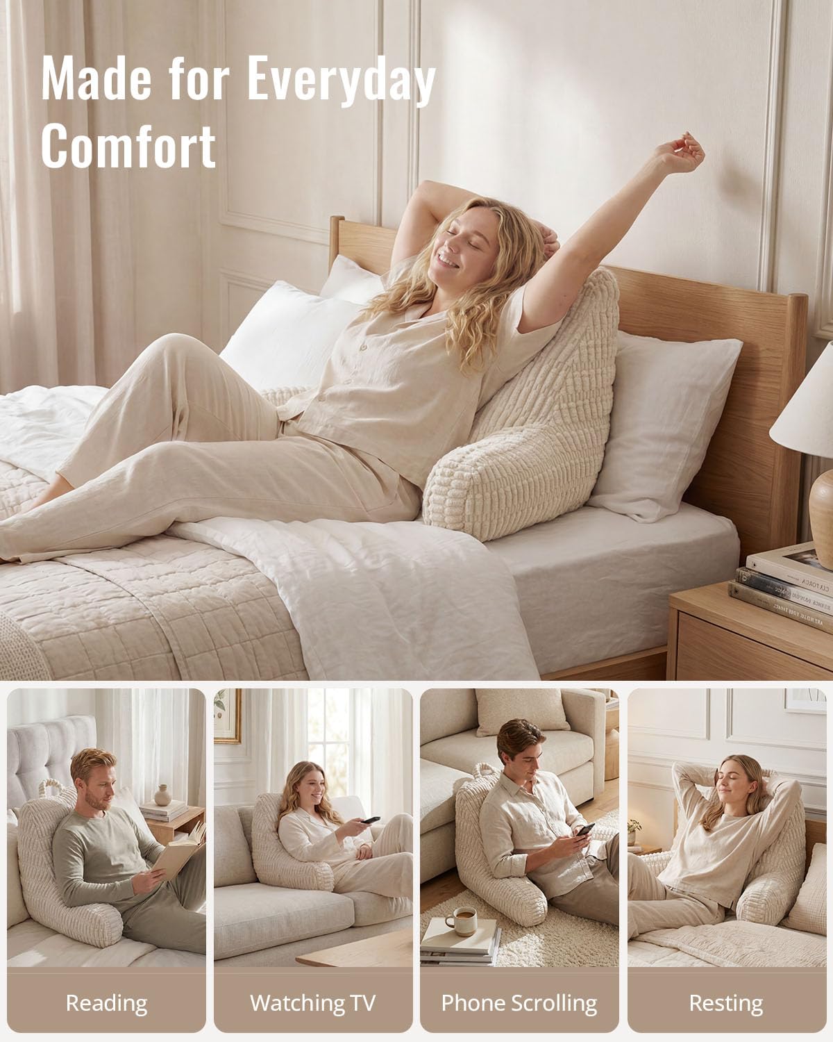 Blissful Diary beside a book demonstrating large pillow scale and reach