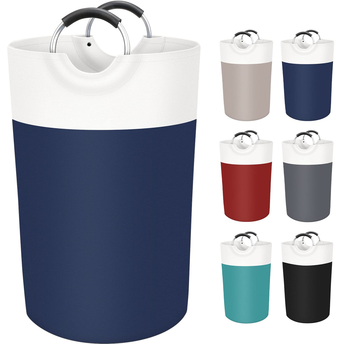 BlissTotes front view blue hamper showing full capacity and accessibility benefits
