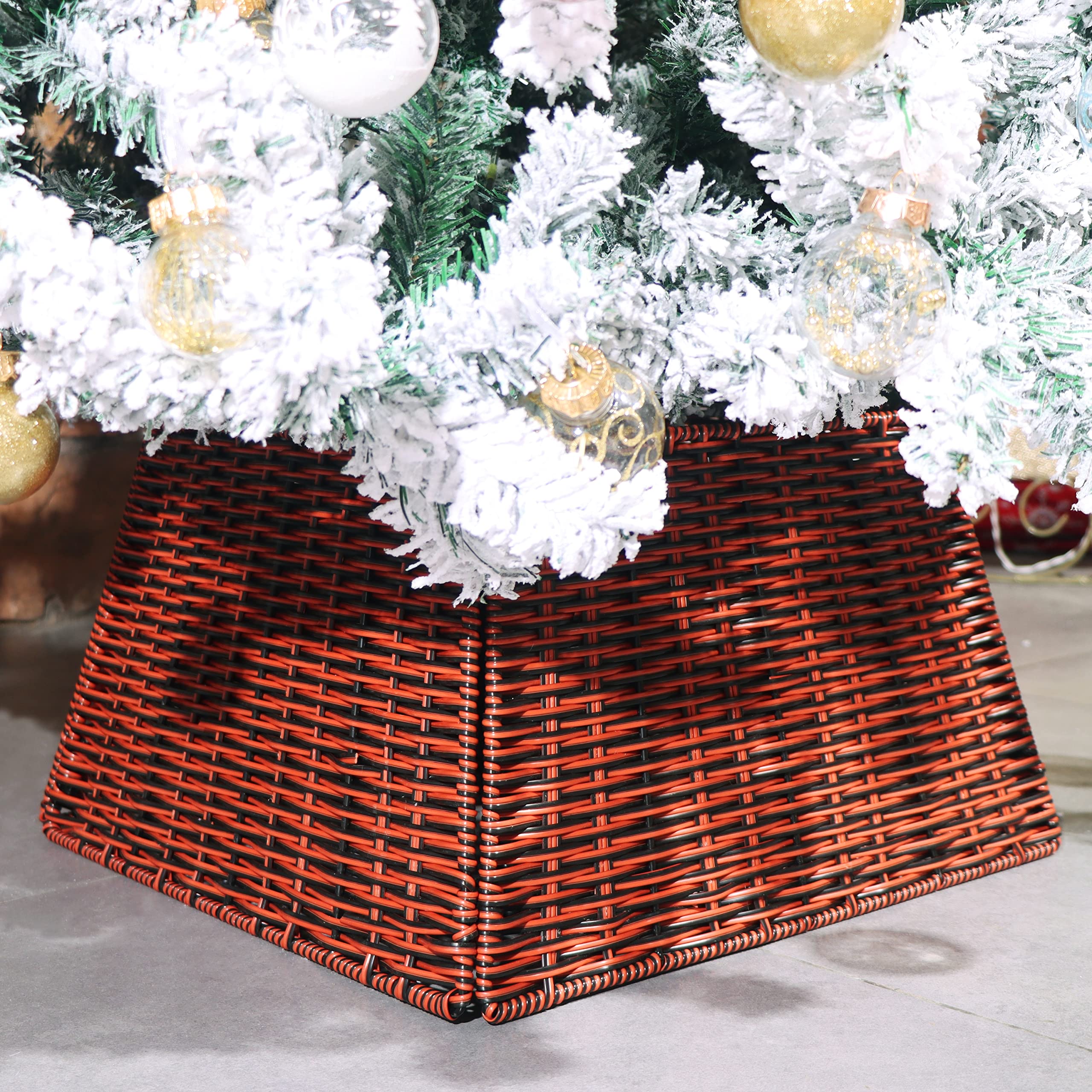 Blissun assembled collar around artificial tree for tidy holiday presentation