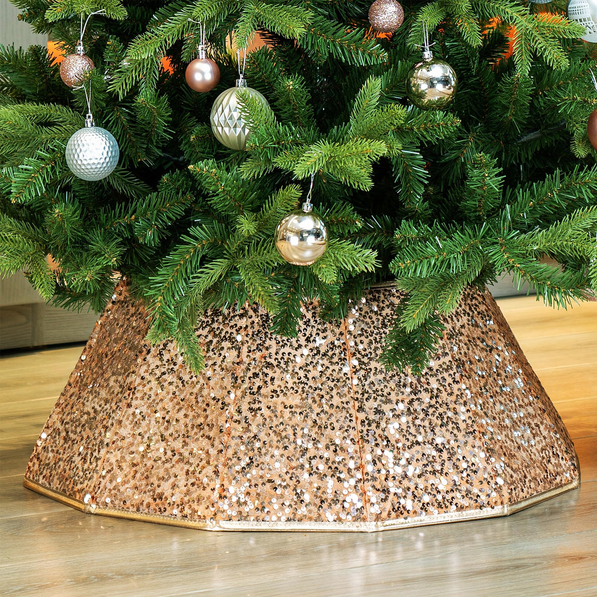 Blissun collar front view showing champagne-gold shine and neat base concealment
